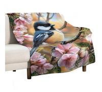 Jubonexis Little Chickadee Bird in Flower Anti Pilling Throw Blankets Cozy Durable Blanket for Bedroom Living Rooms Couch Sofa Bed 50"x60"