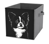 Jubonexis Little Dog Black And White Cube Storage Bins Storage Cubes Foldable Decorative Fabric Storage Baskets Home Organizers with Handles for Shelves,Closet, 27x27 CM