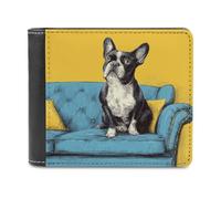 Jubonexis Little Dog Sit on The Sofa Soft PU Leather Bifold Wallet, Coin Purse Credit Pass Case, Durable Card-Holder Slim Billfold for Men Woman Money Storage