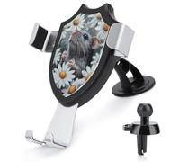 Jubonexis Little Rat White Daisies Car Phone Holder Mount Triangle Clip Base Air Vent Cell Phone Car Mount Automotive Accessories for 4-6 Inches Cell Smartphones