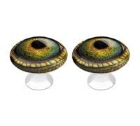 Jubonexis Lizard Eye Green Round Drawer Cabinet Knobs Handles with Screws,2 Pcs, Drawer Dresser Knob Pulls Decor for Wardrobe Cupboard Home Office Kitchen