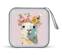 Jubonexis Llama Wearing A Giant Flower Crown CD Case DVD Storage Case Portable for Car Home Travel