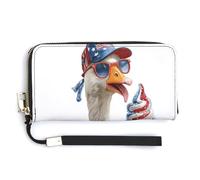 Jubonexis Long Necked Goose Holding Ice Cream Cone PU Leather Clutch Long Bifold Wallet, Coin Purse Credit Pass Case, Durable Card-Holder Money Storage for Women Men
