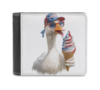 Jubonexis Long Necked Goose Holding Ice Cream Cone Soft PU Leather Bifold Wallet, Coin Purse Credit Pass Case, Durable Card-Holder Slim Billfold for Men Woman Money Storage
