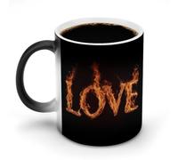 Jubonexis Love Written in Flames Color Changing Mugs Heat Changing Ceramic Coffee Mug Novelty Funny Tea Water Cup 11OZ