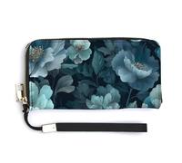 Jubonexis Lush Botanical Florals Night Garden Style PU Leather Clutch Long Bifold Wallet, Coin Purse Credit Pass Case, Durable Card-Holder Money Storage for Women Men
