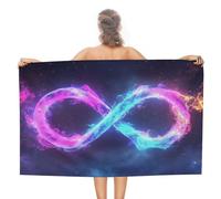 Jubonexis Magical Glowing Infinity Symbol Beach Towel Sand Free Microfiber Large Shower Towels Multipurpose Absorbent for Bathroom Pool 130x80 CM