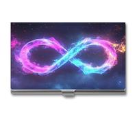 Jubonexis Magical Glowing Infinity Symbol Business Card Holder, Pocket Slim Metal Business Card Case for Women Men