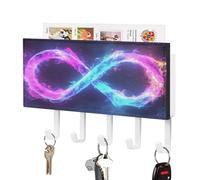 Jubonexis Magical Glowing Infinity Symbol Key Holder for Wall Mail Organizer Wall Mount with 5 Hooks Acrylic Key Rack for Home Office Entryway