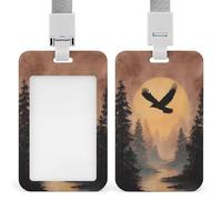 Jubonexis Majestic Black Raven Soaring Vintage ID Badge Holder Retractable Clip Card Holder Card Protector Name Badge Name Tag for Work Office Doctor Nurse
