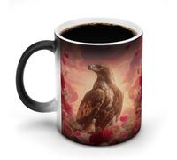 Jubonexis Majestic Eagle Red Hearts Pink Roses Color Changing Mugs Heat Changing Ceramic Coffee Mug Novelty Funny Tea Water Cup 11OZ