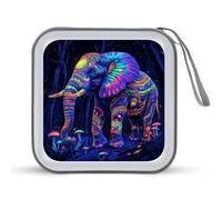 Jubonexis Majestic Elephant Psychedelic Mushrooms CD Case DVD Storage Case Portable
