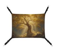 Jubonexis Majestic Golden Tree Mystical Breathable Pet Hammock with Adjustable Straps Reversible Cat Hanging Bed Dog Mats