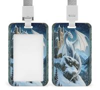 Jubonexis Majestic Ice Dragon Snowy Mountain ID Badge Holder Retractable Clip Card Holder Card Protector Name Badge Name Tag for Work Office Doctor Nurse