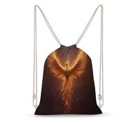 Jubonexis Majestic Phoenix Rising from Darkness Drawstring Backpack Canvas String Bag Lightweight Sports Gym Bag for Men Women