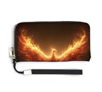 Jubonexis Majestic Phoenix Wings Fully Spread PU Leather Clutch Long Bifold Wallet, Coin Purse Credit Pass Case, Durable Card-Holder Money Storage for Women Men