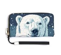 Jubonexis Majestic Polar Bear Holding A Cup of Beer PU Leather Clutch Long Bifold Wallet, Coin Purse Credit Pass Case, Durable Card-Holder Money Storage for Women Men