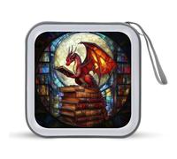 Jubonexis Majestic Red Dragon Reading Books CD Case DVD Storage Case Portable for Car Home Travel