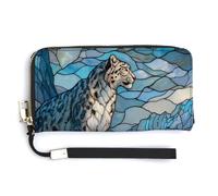 Jubonexis Majestic Snow Leopard on A Rugged Cliff PU Leather Clutch Long Bifold Wallet, Coin Purse Credit Pass Case, Durable Card-Holder Money Storage for Women Men