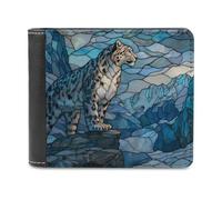Jubonexis Majestic Snow Leopard on A Rugged Cliff Soft PU Leather Bifold Wallet, Coin Purse Credit Pass Case, Durable Card-Holder Slim Billfold for Men Woman Money Storage