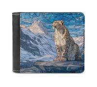 Jubonexis Majestic Snow Leopard Soft PU Leather Bifold Wallet, Coin Purse Credit Pass Case, Durable Card-Holder Slim Billfold for Men Woman Money Storage