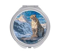 Jubonexis Majestic Snow Leopard Women Pocket Mirrors, Girls Small Portable Travel Makeup Mini Mirror