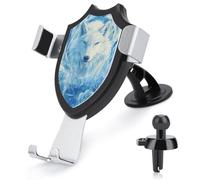 Jubonexis Majestic White Wolf Mystical Fantasy Car Phone Holder Mount Triangle Clip Base Air Vent Cell Phone Car Mount Automotive Accessories for 4-6 Inches Cell Smartphones
