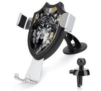 Jubonexis Majestic Wolf Black And Gold Car Phone Holder Mount Triangle Clip Base Air Vent Cell Phone Car Mount Automotive Accessories for 4-6 Inches Cell Smartphones