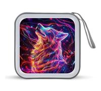 Jubonexis Majestic Wolf Glowing Eyes CD Case DVD Storage Case Portable
