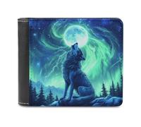 Jubonexis Majestic Wolf Howl Soft PU Leather Bifold Wallet, Coin Purse Credit Pass Case, Durable Card-Holder Slim Billfold for Men Woman Money Storage