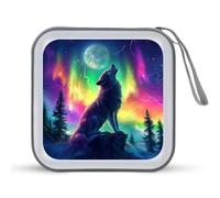Jubonexis Majestic Wolf Howls at The Moon CD Case DVD Storage Case Portable