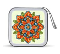 Jubonexis Mandala Cartoon Color Flower Geometric CD Case DVD Storage Case Portable