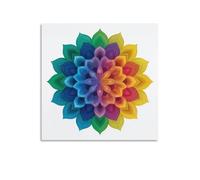 Jubonexis Mandala Flower in Rainbow Colors Canvas Wall Art Poster Painting Aesthetic Picture for Living Room Farmhouse Decor 16x16inch(40x40cm)