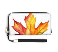 Jubonexis Maple Leaf Autumn Colors PU Leather Clutch Long Bifold Wallet, Coin Purse Credit Pass Case, Durable Card-Holder Money Storage for Women Men