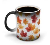 Jubonexis Maple Leaves in Fall Colors Color Changing Mugs Heat Changing Ceramic Coffee Mug Novelty Funny Tea Water Cup 11OZ