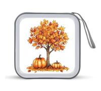 Jubonexis Maple Watercolor Pumpkin Autumn Leaves CD Case DVD Storage Case Portable for Car Home Travel