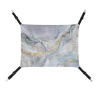 Jubonexis Marble Pattern Blue White Gold Vein Breathable Pet Hammock with Adjustable Straps Reversible Cat Hanging Bed Dog Mats