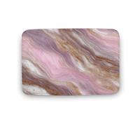 Jubonexis Marble Pattern Texture Pink And Brown Bathroom Door Rug Mat, Extra Soft Coral Velvet Floor Mat, Rapid Water Absorption Non Slip Comfortable Bath Rugs Mats 19.7"x31.5"