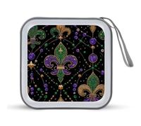 Jubonexis Mardi Gras Pattern CD Case DVD Storage Case Portable for Car Home Travel