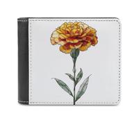 Jubonexis Marigold Flower Stained Glass Soft PU Leather Bifold Wallet, Coin Purse Credit Pass Case, Durable Card-Holder Slim Billfold for Men Woman Money Storage