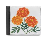 Jubonexis Marigolds Minimalist Simple Soft PU Leather Bifold Wallet, Coin Purse Credit Pass Case, Durable Card-Holder Slim Billfold for Men Woman Money Storage