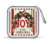 Jubonexis Merry Christmas Joy Bird Wreath CD Case DVD Storage Case Portable