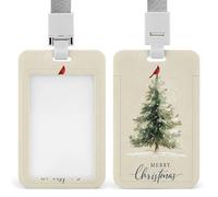 Jubonexis Merry Christmas Tree Red Bird ID Badge Holder Retractable Clip Card Holder Card Protector Name Badge Name Tag for Work Office Doctor Nurse