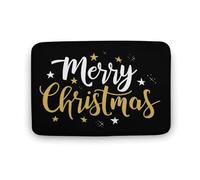 Jubonexis Merry Christmas Words Bathroom Door Rug Mat, Extra Soft Coral Velvet Floor Mat, Rapid Water Absorption Non Slip Comfortable Bath Rugs Mats 15.7"x23.6"