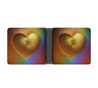 Jubonexis Metallic Heart Radiating Abstract Gradient Soft PU Leather Bifold Wallet, Coin Purse Credit Pass Case, Durable Card-Holder Slim Billfold for Men Woman Money Storage