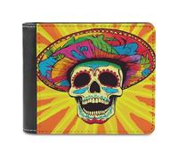 Jubonexis Mexico Skull Soft PU Leather Bifold Wallet, Coin Purse Credit Pass Case, Durable Card-Holder Slim Billfold for Men Woman Money Storage