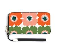Jubonexis Mid-Century Flowers Swedish Folk Art PU Leather Clutch Long Bifold Wallet, Coin Purse Credit Pass Case, Durable Card-Holder Money Storage for Women Men