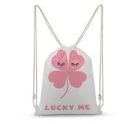 Jubonexis Minimal A Four-leaf Clover Lucky Me Drawstring Backpack Canvas String Bag Lightweight Sports Gym Bag for Men Women