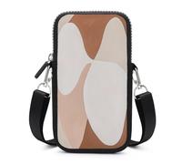 Jubonexis Minimal Simple Shapes in Brown Beige Abstract Crossbody Mobile Phone Bag Smartphone Bag With Adjustable Strap