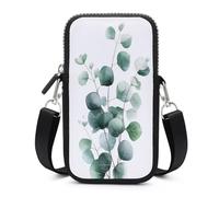 Jubonexis Minimal Watercolor Botanical Eucalyptus Branch Crossbody Mobile Phone Bag Smartphone Bag With Adjustable Strap
